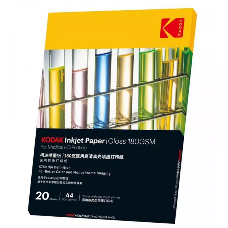 Hartie Kodak HD medical inkjet print, A4, suprafata Glossy 180 grame, top 20 coli