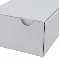 Cutie cu autoformare 130x85x65 mm alba, carton microondul E 360 g, FEFCO 0427