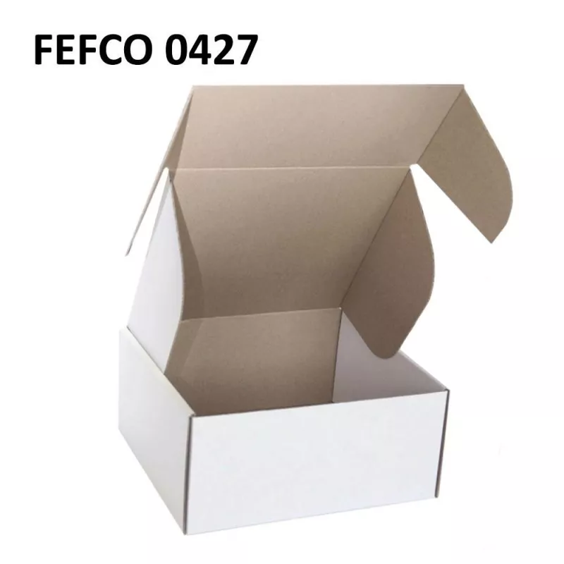 Cutie cu autoformare 75x75x57 mm alba, carton microondul E 360 g, FEFCO 0427