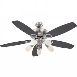 Ventilator de tavan 40W, dulie E14, reversibil, 3 trepte viteza, 2 fete, gri-maro