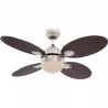 Ventilator de tavan cu lustra, E14 60W, palete cu 2 fete, miscare reversibila