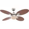 Ventilator de tavan cu lustra, E14 60W, palete cu 2 fete, miscare reversibila