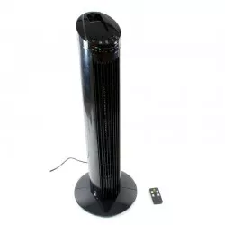 Ventilator tip stalp 50W, 3 trepte viteza, oscilare 70 grade, telecomanda, temporizator, negru