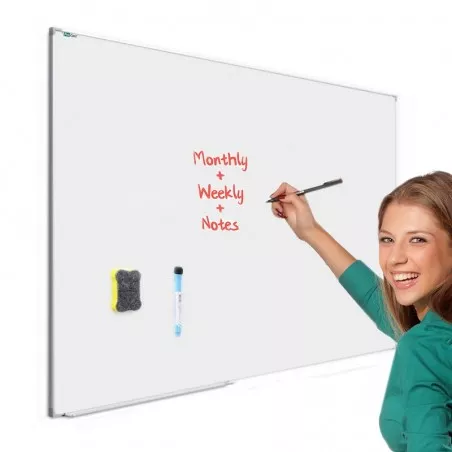 Tabla magnetica whiteboard, 90x120 cm, rama aluminiu slim, suport markere