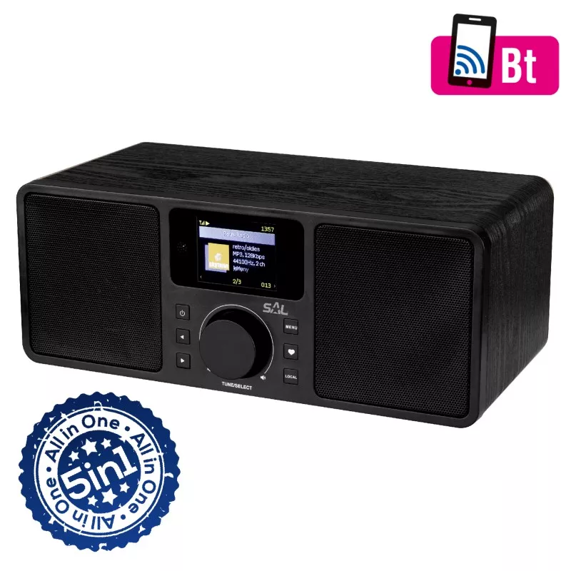 Internet radio global Bluetooth/WiFi 5 in 1, HiFi bass-reflex, control telecomanda/PC/Smartphone, LAN