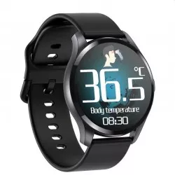 Smartwatch Bluetooth cu termometru, nivel oxigen, nivel imunitate, tensiune, 15 functii, iOS/Android, LCD tactil 1.28"