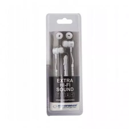 Casti in-ear stereo 3.5mm, microfon, extra Hi-Fi, cablu tip fermoar 1.2 m, 2 seturi dopuri, alb