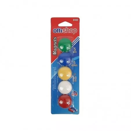 Set 5 magneti pentru tabla magnetica, 30 mm, multicolor