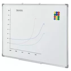 Tabla magnetica whiteboard premium, 90x150 cm, rama aluminiu, tavita markere