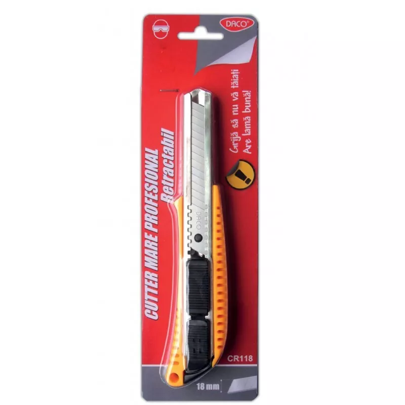 Cutter profesional retractabil, 18 mm, 6 lame incluse