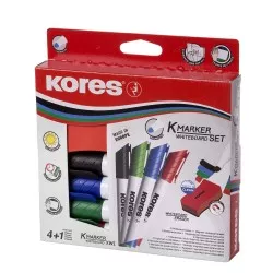 MARKER WHITEBOARD 4/SET 3MM + BURETE MAGNETIC KORES