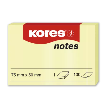 NOTES ADEZIV 50*75MM GALBEN PAL 100 FILE KORES