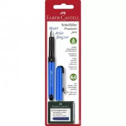 Stilou scolar Faber-Castell, penita tip A, fereastra control cerneala, 6 cartuse cerneala incluse