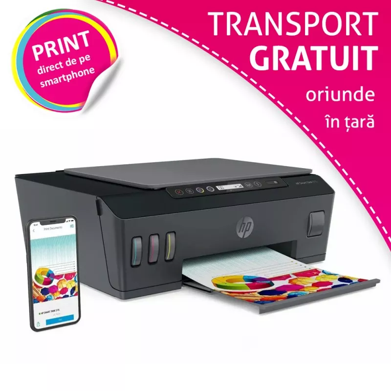 Multifunctionala HP Smart Tank 515, All-in-One, A4, inkjet color, Wireless, negru