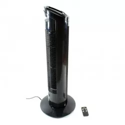 Ventilator de birou tip stalp, 50W, 3 trepte viteza, oscilare 70grade, telecomanda, temporizator, negru