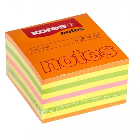 Bloc notite autoadezive, set 450 file, culori mixte, 75x75 mm