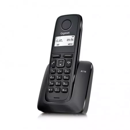 Telefon dect fara fir, ecran LCD, memorie 50 numere, alarma, negru