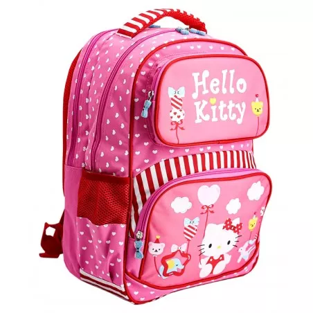 Ghiozdan cu motiv Hello Kitty, material impermeabil, roz, 43 cm