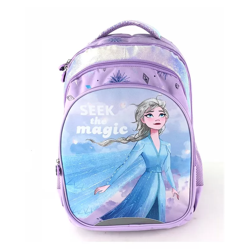 Ghiozdan clasele primare, animatie Frozen, spate si bretele buretate, 38 x 27 x 12 cm