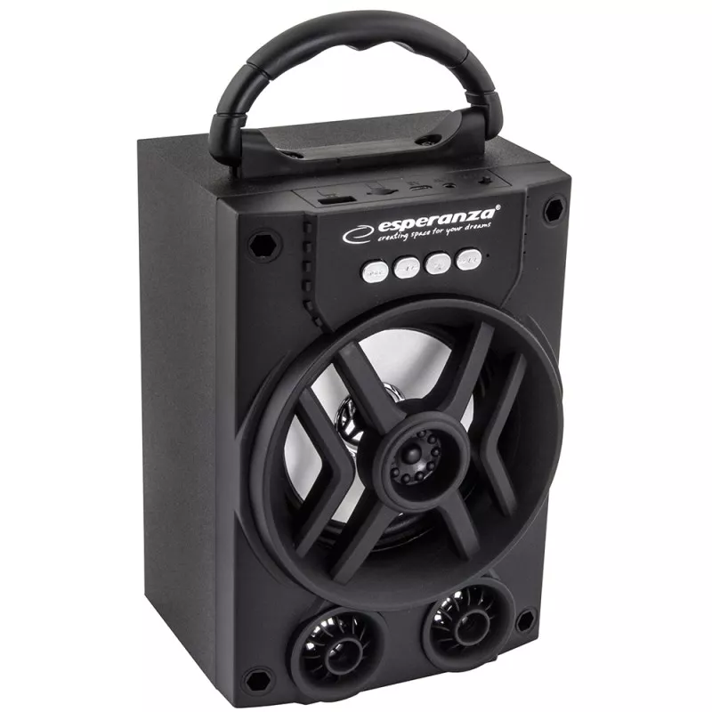 Boxa portabila 3.0 cu radio FM Esperanza Rhythm , card microSD,  800mAh, 280Hz-16kHz, 5W, 5V, 20 x 11 x 13cm, negru