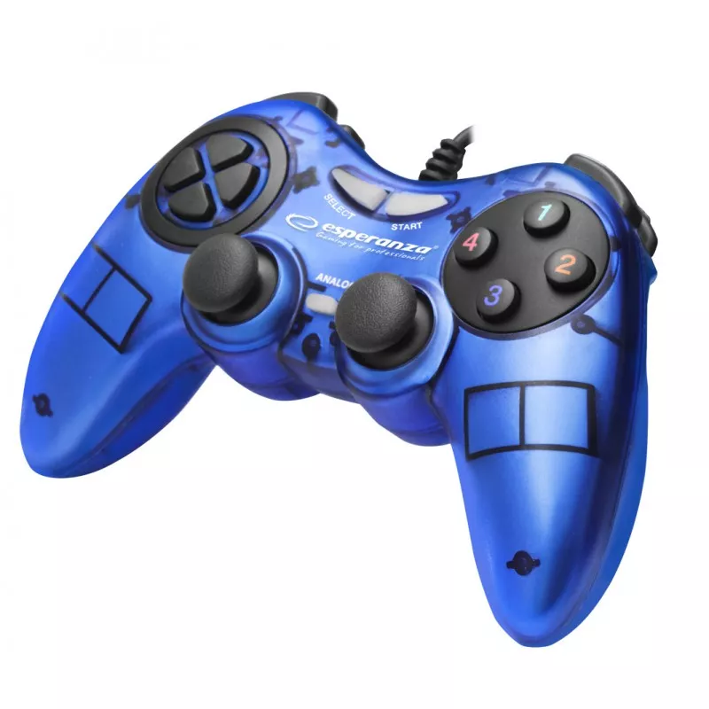 Controller cu fir pentru PC Esperanza Fighter, USB, 12 butoane, albastru