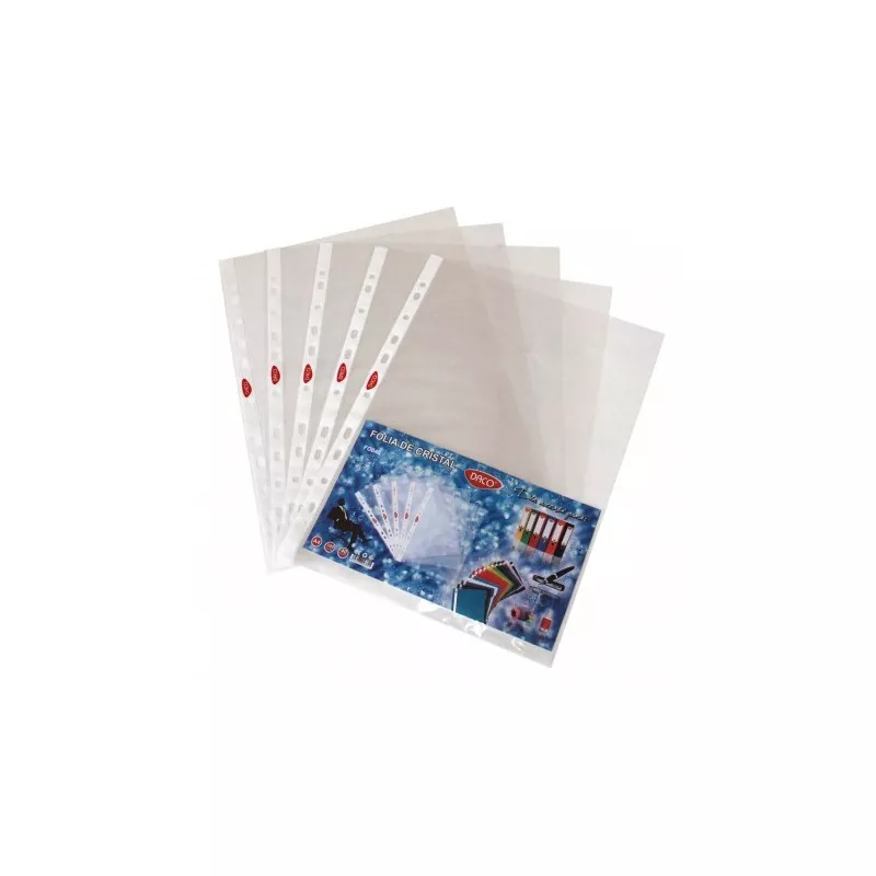 Folie protectie documente, A4, tip cristal, 11 perforatii indosariere, 100 bucati