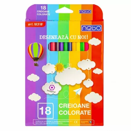 Creioane color Hexagonale Set 18 - NEBO