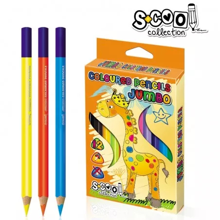 Creioane color, jumbo, 12 culori/set - S-COOL