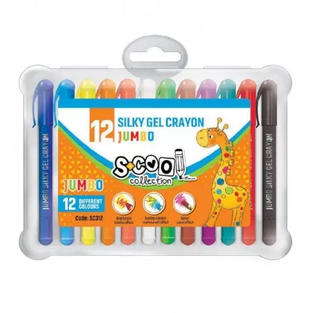 Creioane pastel Jumbo, Lavabile, 12culori/set - S-COOL