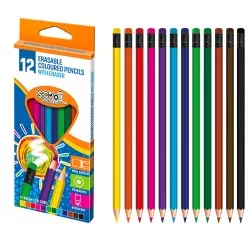 Creioane color cu radiera, 12 cul/set - S-COOL