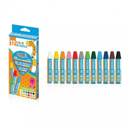 Creioane colorate pe baza de ulei, Pastel, 12 cul/set - S-COOL