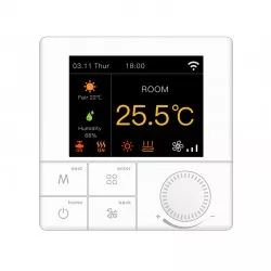 Termostat digital Wifi, programabil, ecran LCD, control vocal, smartphone Android, iOS, alb