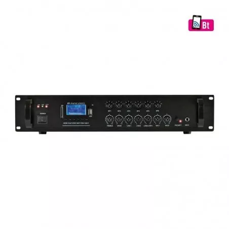 Mixer amplificator 120W, 6 canale, 100V/8 ohm, Bluetooth, FM, MP3, ecran LCD