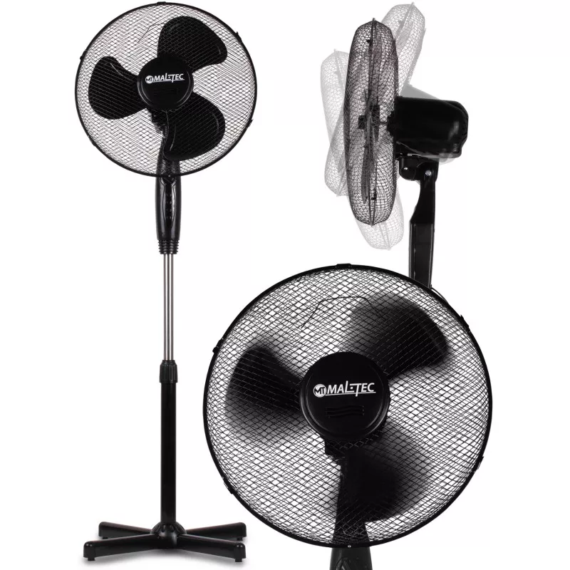 Ventilator podea cu telecomanda, 3 trepte, timer, 52,6 dB, 50Hz, 45W, 230V, 2,5kg, 125 x 43 cm, negru