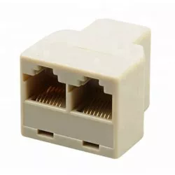 Splitter cabluri retea RJ45, 2 porturi, pini placati cu aur, 3,3 x 2,4 x 3cm, bej