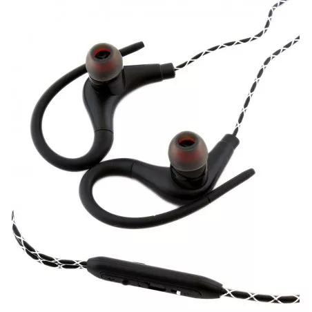 Casti sport in-ear cu fir, carlig prindere, IPX5, microfon incorporat, 20-22kHz, 96-3dB, 16Ω, negru