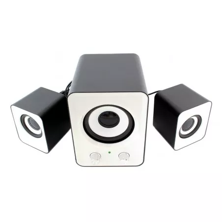 Sistem stereo 2.1, 3W, 20Hz - 18Khz, 4Ω, 80dB, 484g, alb/negru