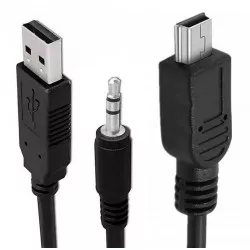 Adaptor 2 in1, mini USB, Jack 3,5 mm, negru