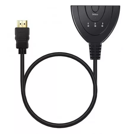 Splitter HDMI, 3 porturi, full HD, 50/60Hz, 5V, 80g, 8 x 6 x 1,5cm, negru