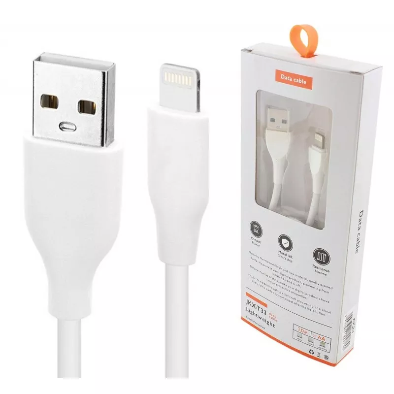 Cablu USB - Lightning, 2,1A, alb, lungime cablu 100 cm