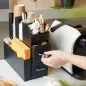 Stand organizator pentru cafea, 2 sertare, 9 compartimente, 29x28.5x13.5 cm, negru