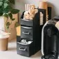 Stand organizator pentru cafea, 2 sertare, 9 compartimente, 29x28.5x13.5 cm, negru