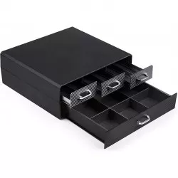 Organizator capsule cafea, 4 sertare depozitare, 2 nivele, negru, RESIGILAT