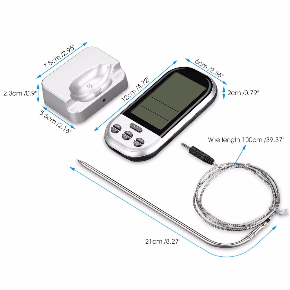 Termometru Digital Bucatarie Sonda Display Lcd Wireless Baterii