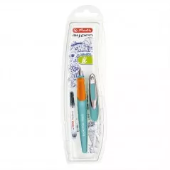 Stilou My Pen, penita L, grip ergonomic, orange si turcoaz, blister