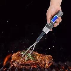 Termometru digital pentru carne, afisaj LED, functie dubla, sonda, otel inoxidabil