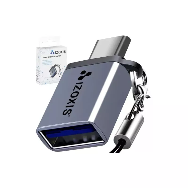 Adaptor Izoxis USB-C - USB 3.0, tehnologie OTG, 5Gb/s, 0,5A, metal/PVC, 3x0,8x2 cm