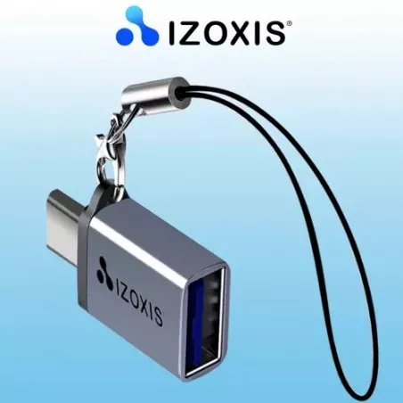 Adaptor Izoxis USB-C - USB 3.0, tehnologie OTG, 5Gb/s, 0,5A, metal/PVC, 3x0,8x2 cm