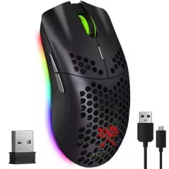 Mouse gaming Wireless, 6 butoane, iluminare LED, intrare USB, waterproof, 800/1200/1600/2000/2400DPI 400mAh, negru