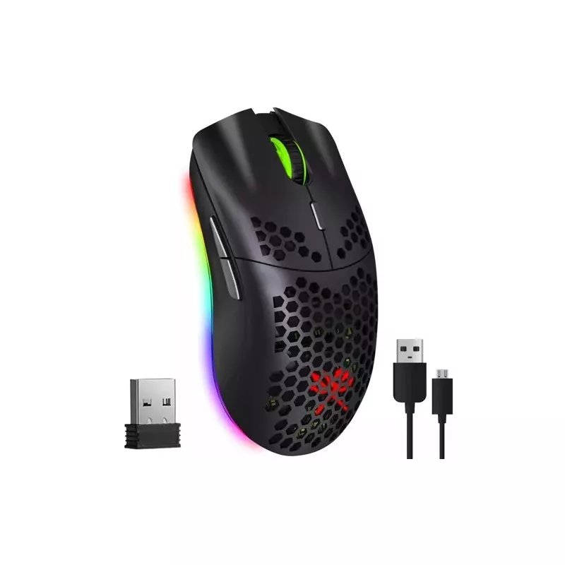 Mouse gaming Wireless, 6 butoane, iluminare LED, intrare USB, waterproof, 800/1200/1600/2000/2400DPI 400mAh, negru